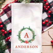 Waterverf Holly Wreath Modern Holiday Kerstmis Theedoek