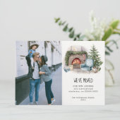 Waterverf Home Holiday Foto Moving Aankondiging (Staand voorkant)