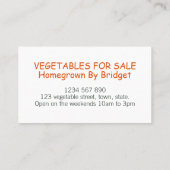 Waterverf Homegrown vegetable Pattern Visitekaartje (Achterkant)