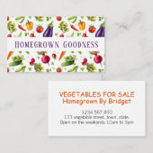 Waterverf Homegrown vegetable Pattern Visitekaartje (Voorkant / Achterkant)