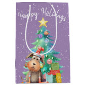 Waterverf Hond en Kerstboom Medium Cadeauzakje (Voorkant)