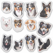 Waterverf Hond Scrapbook Stationery Sticker (Voorkant)