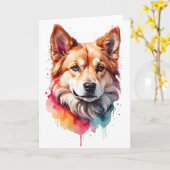 Waterverf Honden Spat Kunst Portret Spatserende Pl Kaart (Gele Bloem)