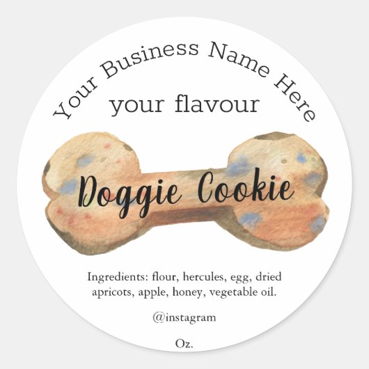 Waterverf Hondenbot Custom doggie cookie Ronde Sticker (Voorkant)