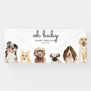 Waterverf Hondenfeestje oh babyshower huisdier Spandoek