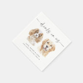 Waterverf Hondenhandtekening Drinken Trouwservette Servet (Hoek)