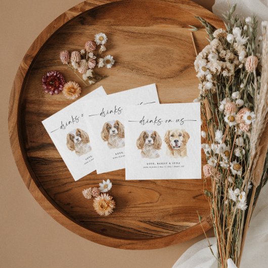 Waterverf Hondenhandtekening Drinken Trouwservette Servet