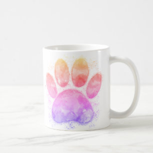 Waterverf Hondenpootafdruk Kleurrijke Print Koffiemok