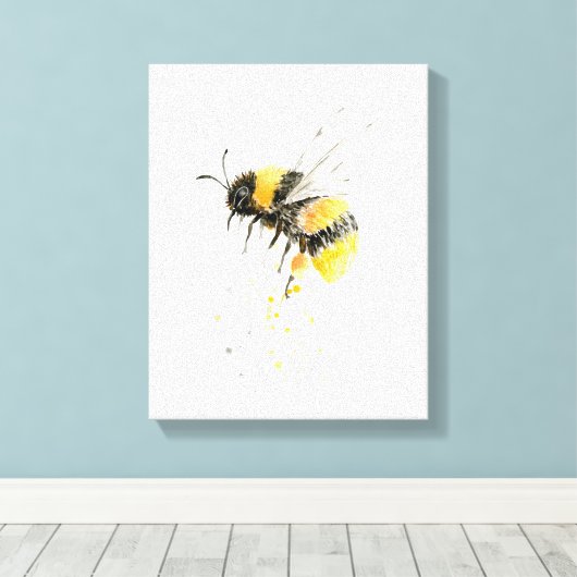 Waterverf Honey Bee Canvas Print (Insitu (Houten vloer))