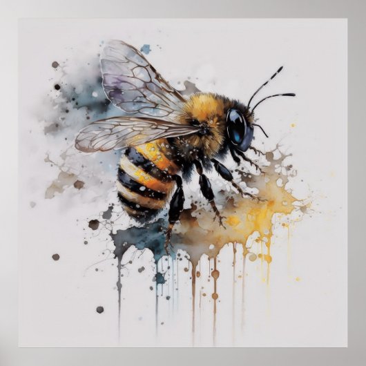 Waterverf Honey Bee Poster (Voorkant)