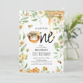 Waterverf Honey Sweet to Bee ONE 1e verjaardag Kaart (Staand voorkant)