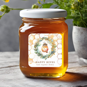 Waterverf Honeycomb & Honey Jar Beekeeper Vierkante Sticker