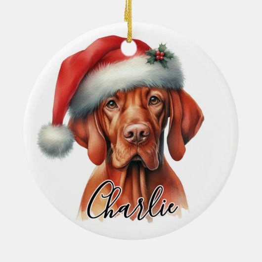 Waterverf Hongaarse Vizsla hond gepersonaliseerd Keramisch Ornament (Achterkant)