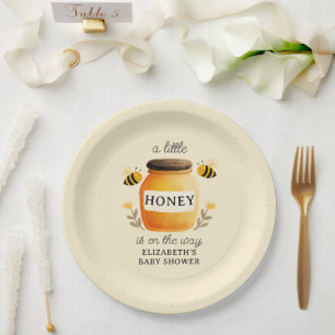 Waterverf Honing & Bijen Baby Shower Geel Papieren Bordje
