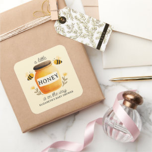 Waterverf Honing & Bijen Baby Shower Geel Vierkante Sticker