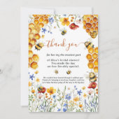 Waterverf Honingbij en Honingraat Bruidsdouche Bedankkaart (Voorkant)