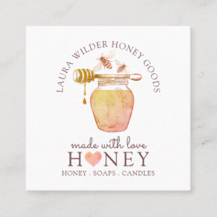 Waterverf honingbijenproducten geïllustreerd Logo Vierkante Visitekaartje