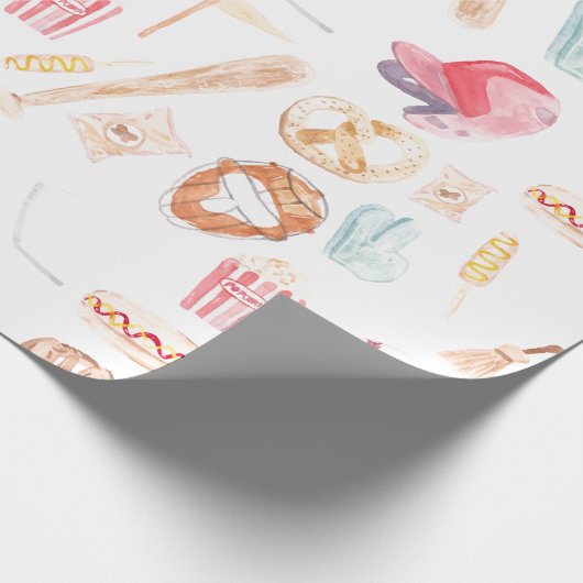 Waterverf honkbal cadeaupapier (Hoek)