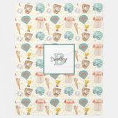  Waterverf Honkbal Patroon Monogram Naam Fleece Deken (Voorkant)