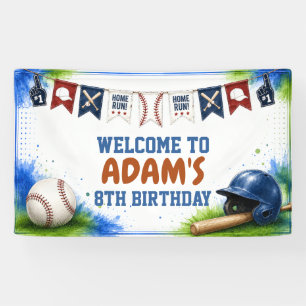 Waterverf honkbal verjaardagsfeest banner