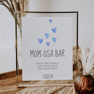 Waterverf Hoots Boy Baby shower Mam-osa Bar Sign Poster