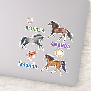 Waterverf Horse Lover Name Persoonlijke set Sticker