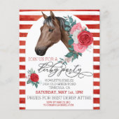 Waterverf Horse Thoroughbred Derby Party Red Rose (Voorkant)
