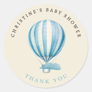 Waterverf Hot Air Ballon Baby shower Hartelijk dan Ronde Sticker
