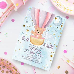 Waterverf Hot Air Ballon Beer Girl Birthday Kaart