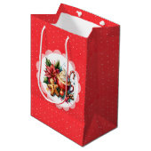 Waterverf Hot Cocoa, Candy Canes Kerst Medium Cadeauzakje (Voorkant Gekanteld)