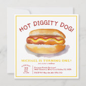 Waterverf Hot Dog Verjaardagsuitnodiging - Kinder Kaart (Voorkant)