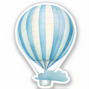 Waterverf Hot-luchtballon en cloud Sticker
