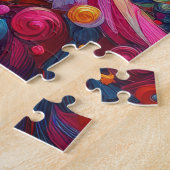 Waterverf Hot Roze Huis Kerstmis Motieven Vakantie Legpuzzel (Zijkant)