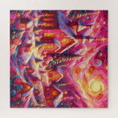 Waterverf Hot Roze Huis Kerstmis Motieven Vakantie Legpuzzel (Horizontaal)