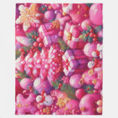 Waterverf Hot Roze Kerst Motieven Vakantie Fleece Deken (Voorkant)