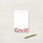 Waterverf Hot Roze Roos Bloemen Gepersonaliseerde  Post-it® Notes (Op bureau)
