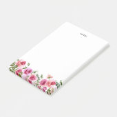 Waterverf Hot Roze Roos Bloemen Gepersonaliseerde  Post-it® Notes (Schuin)