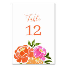 Waterverf Hot Roze Sinaasappel Bloemen