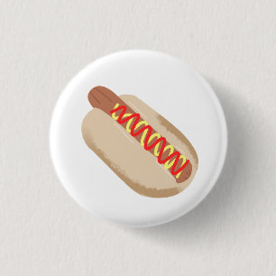 Waterverf Hotdog Foodie Cadeau Ronde Button 3,2 Cm