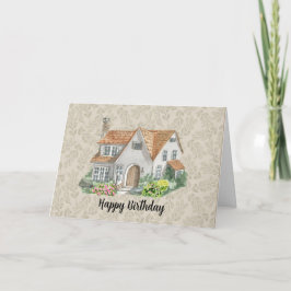 Waterverf House Business Client Birthday Bedankkaart