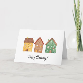 Waterverf House Real Estate Client Birthday Kaart