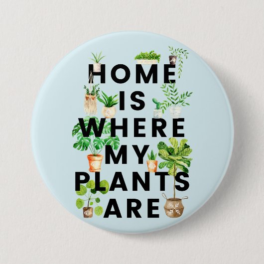 Waterverf Houseplant Tuinieren Quote Ronde Button 7,6 Cm (Voorkant)