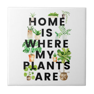 Waterverf Houseplant Tuinieren Quote Tegeltje
