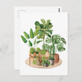 Waterverf Houseplants Briefkaart (Voorkant / Achterkant)