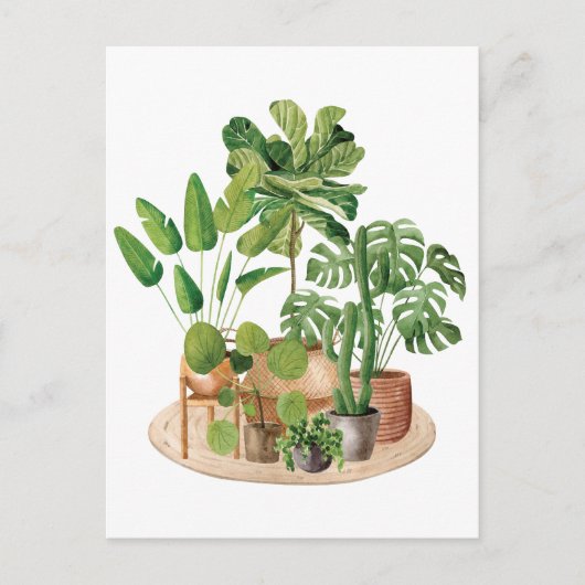 Waterverf Houseplants Briefkaart (Voorkant)