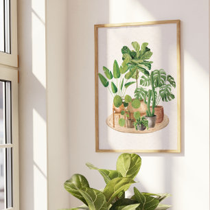 Waterverf Houseplants Wall Art Poster