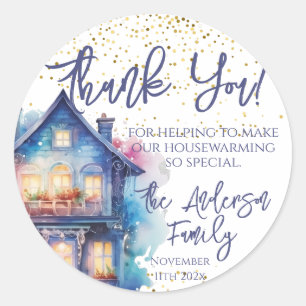 Waterverf Housewarming Party Favor Ronde Sticker