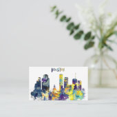 Waterverf Houston Skyline Visitekaartje (Staand voorkant)