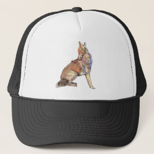 Waterverf Howling Coyote, Animal, Natuur Wildlife Trucker Pet