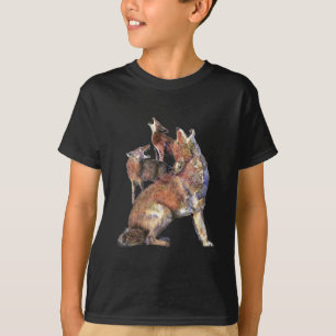 Waterverf Howling Coyotes Animal Natuur Art T-shirt